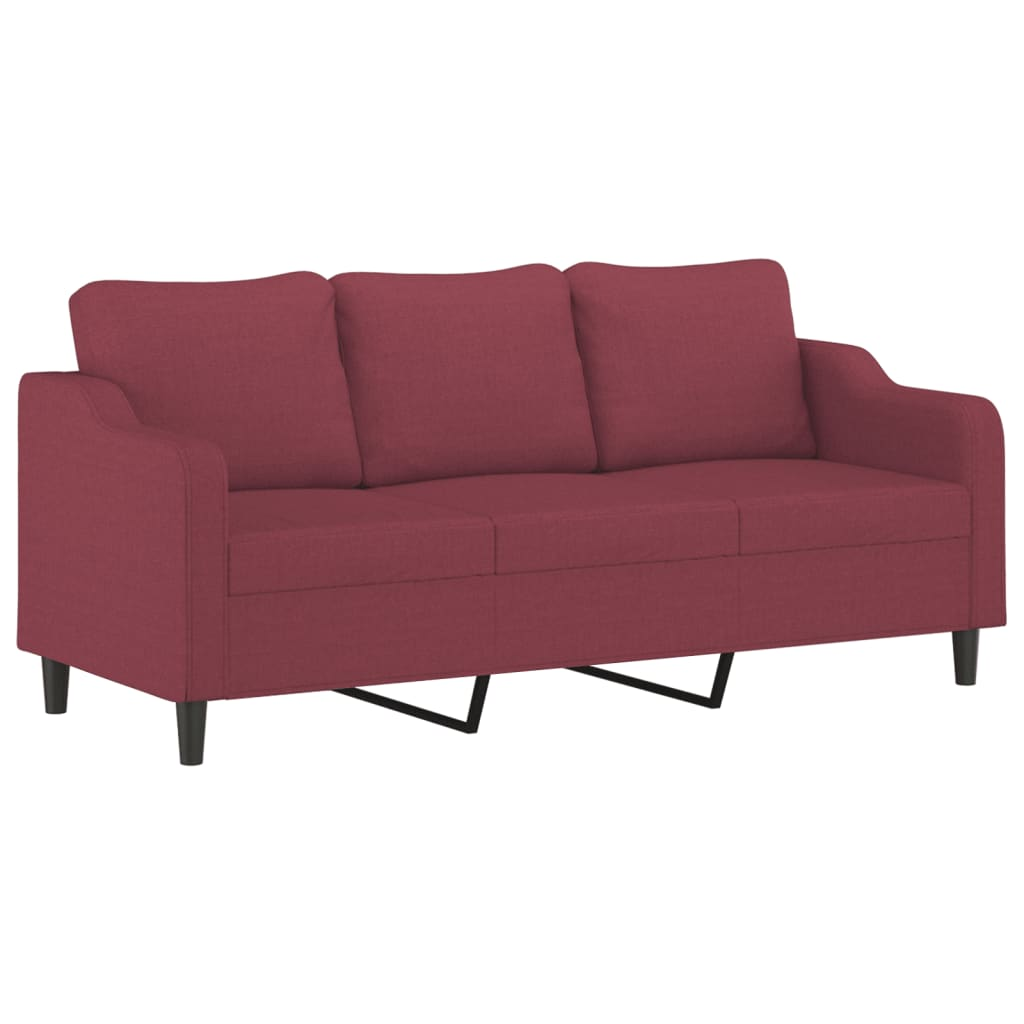 3 személyes bordó szövet kanapé 180 cm (359373)