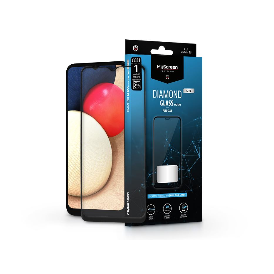 Protector de sticla Protector MyScreen, capac complet lipici Diamond Lite Glass Edge pentru Samsung Galaxy A02S/A02/M02S/M02, negru