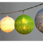 IRIS Gömb alakú 6cm/színes fonott/3m/zöld-kék-fehér/20db LED-es/USB-s fénydekoráció  (104-31)