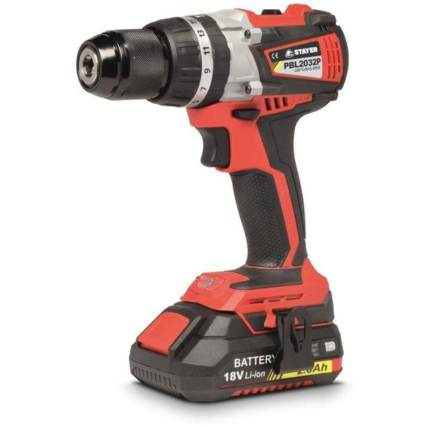 STAYER PBL 2034 PIKF, 18V, szénmentes akkus fúró, 4Ah, 2 Li-ion akkumulátorral, tokkal