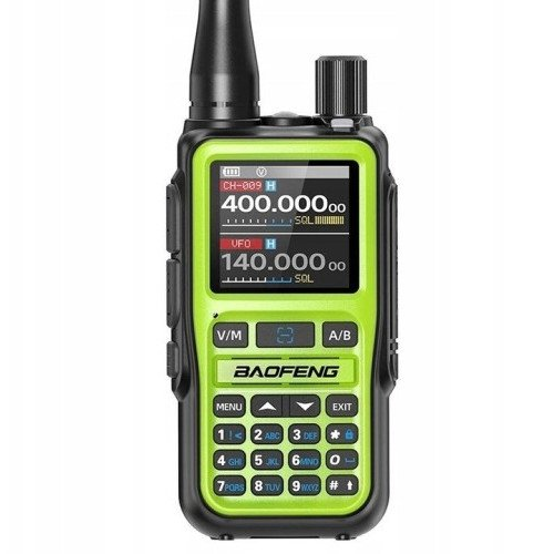 Krótkofalówka Baofeng UV-5R EU MINI USB-C Bluetooth VHF UHF Pasmo Lotnicze Green (antena 15cm)