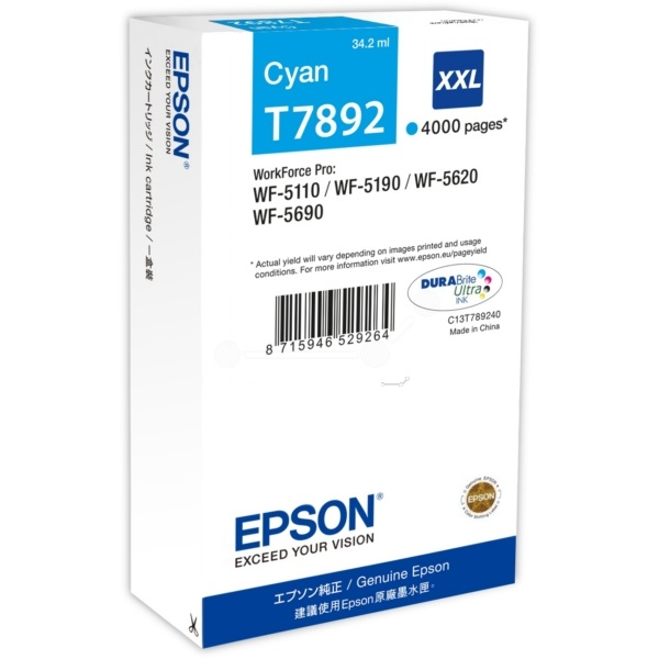 Epson T7892 blækpatron 1 stk Original Ekstra (Super) højt udbytte Blå