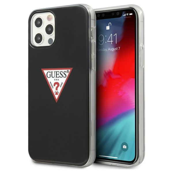 Guess GUHCP12LPCUCTLBK iPhone 12 Pro Max 6,7 készülékhez kemény tok Triangle Collection fekete