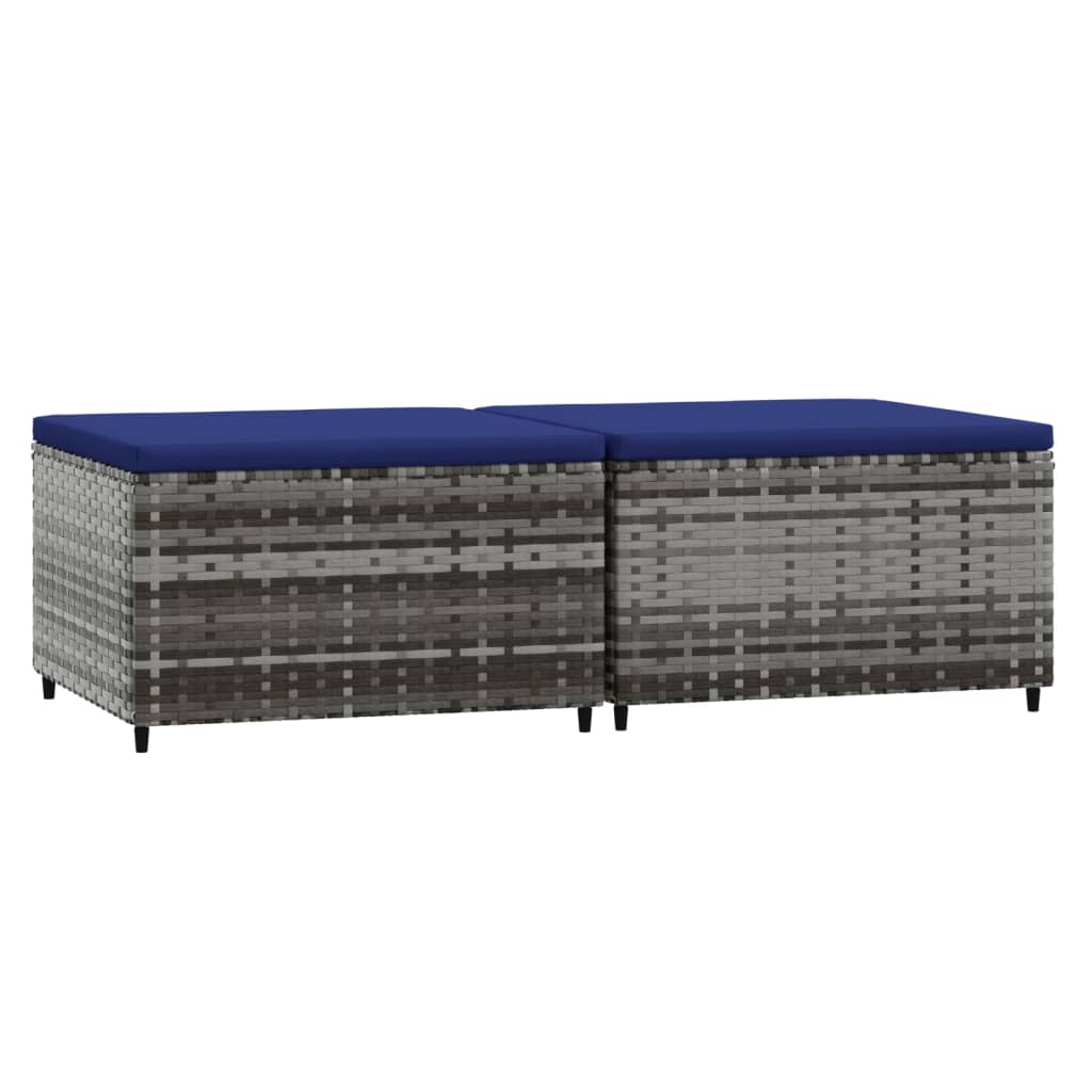 2 db szürke polyrattan kerti lábtartó párnával (319853)