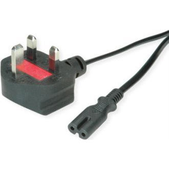 VALUE UK Netzkabel auf Euro-Flachstecker C7, 2pol., schwarz, 1,95 m