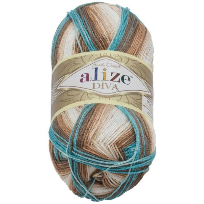 DIVA batik 100 g - 4603 fehér, bézs, türkizkék (6853)