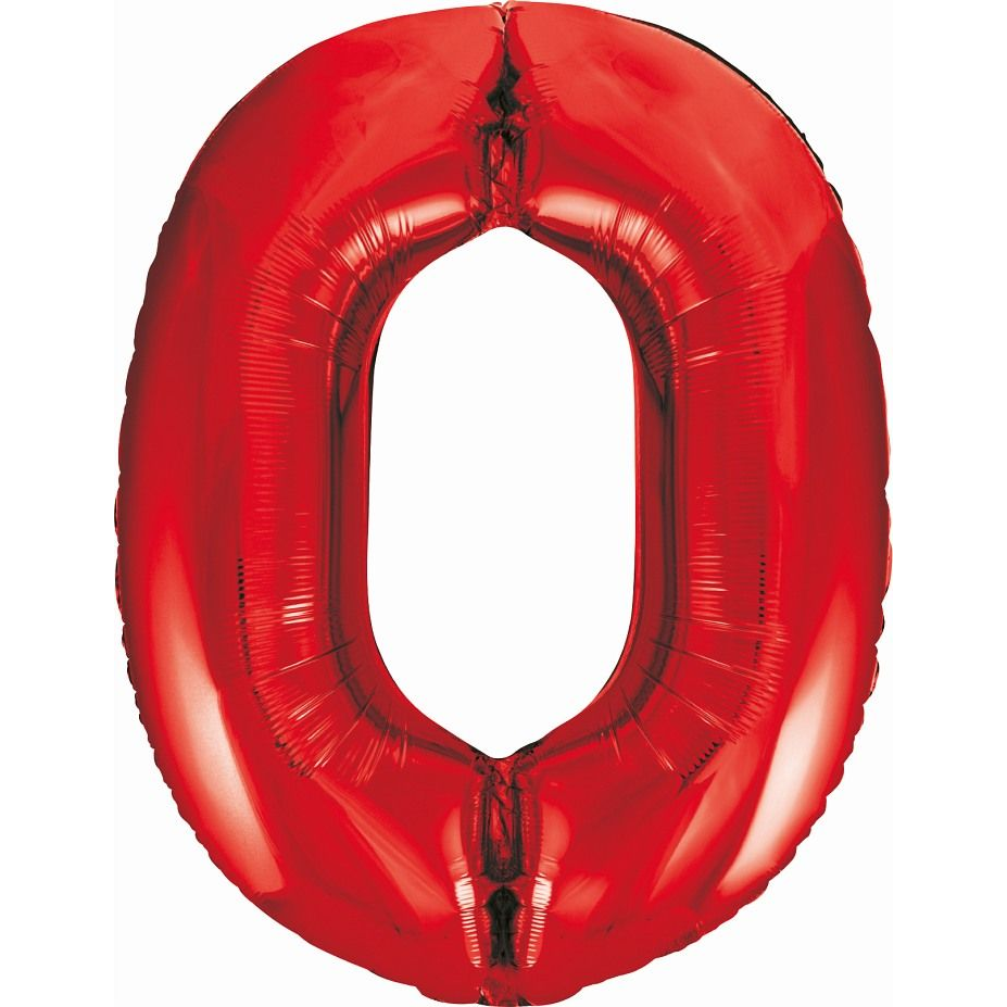 0-ás Szám Fólia Lufi - 85 cm, Piros (BC-HCW0)