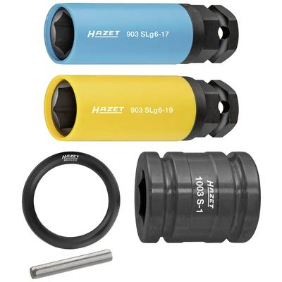 Hazet 903slg6/5 Juego De Llaves De Vaso De Impacto ∙ Con Hexágono Especial ∙ Cuadrado Hueco 1/2 Pulgadas (12,5 Mm), Hexágono Exterior 24 Mm ∙ Perfil De Tracción De Hexágono Exterior ∙ 17 ∙ 19 ∙ Número De Herramientas: 5