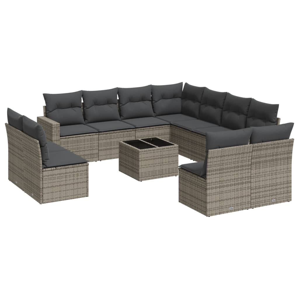 12 részes szürke polyrattan kerti ülőgarnitúra párnákkal (3251477)