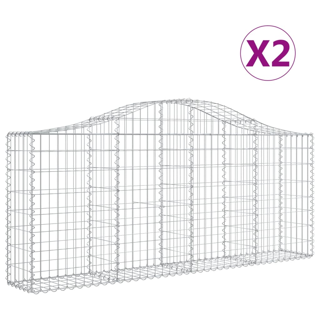 2 db íves horganyzott vas gabion kosár 200x30x80/100 cm (3145409)