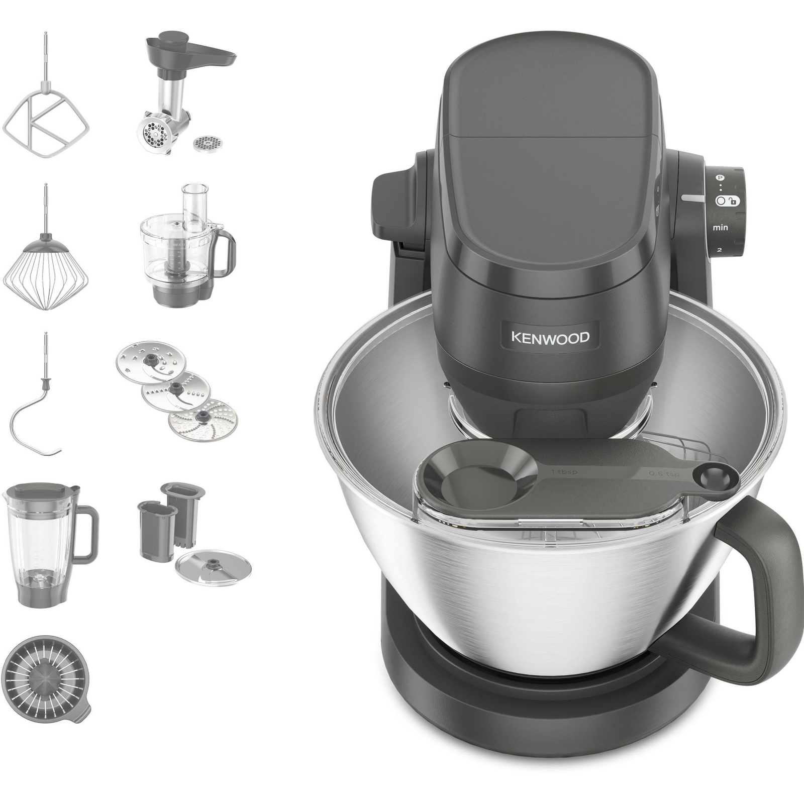 Kenwood KHC30.070GY kuchynský robot 1000 W 4,3 L Nerezová oceľ, Šedá