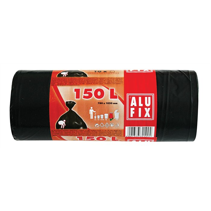 AluFix Szemeteszsák 150 l (10 db / tekercs) - Fekete (MS150UNI)