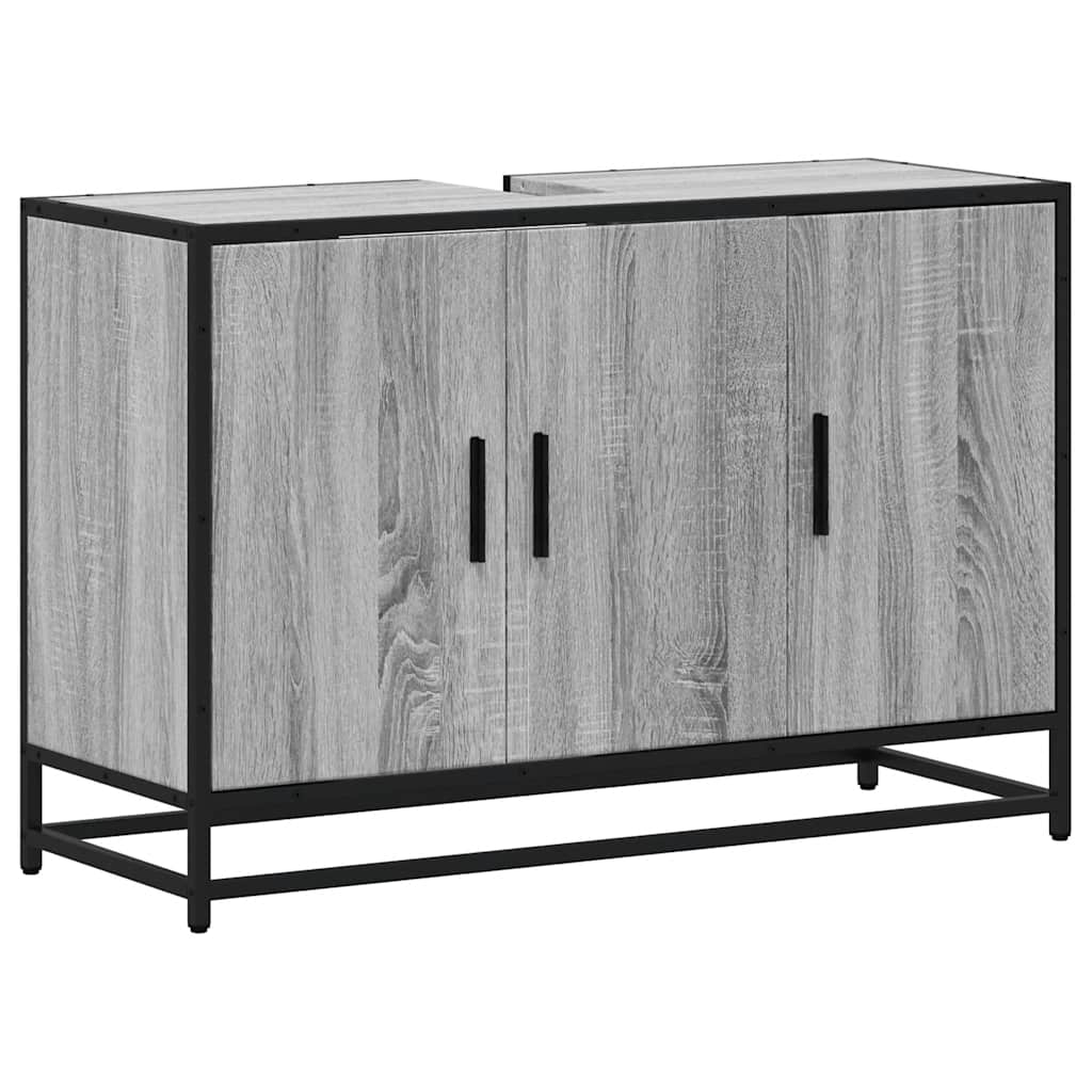 szürke sonoma szerelt fa fürdőszobai mosdószekrény 90x33x60 cm (849272)