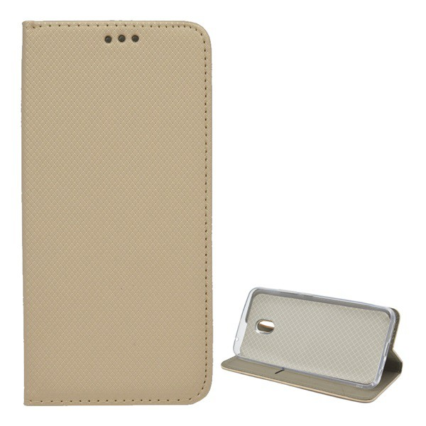 Tok álló, bőr hatású (FLIP, oldalra nyíló, asztali tartó funkció, rombusz minta) ARANY [Xiaomi Redmi 8A] (5996457917006)