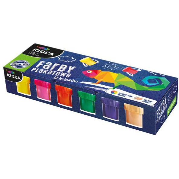 Kidea 12 Színű Tégelyes Plakát Festék Készlet (DERF.FP12KKA)