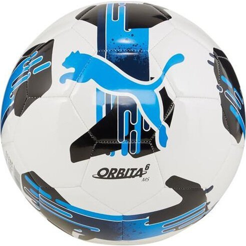 Puma Orbita 6 Ms futball labda, Puma White-Ignite Blue, 5-ös méret, fehér/kék