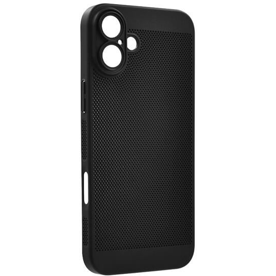 Gigapack Apple iPhone 16 Plus légáteresztő, lyukacsos műanyag tok fekete (GP-159933) (GP-159933)