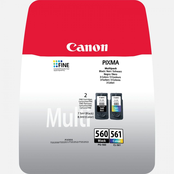 Canon PG-560/Cl-561 cartușe cu cerneală 2 buc. Original Productivitate Standard Negru, Cyan, Magenta, Galben