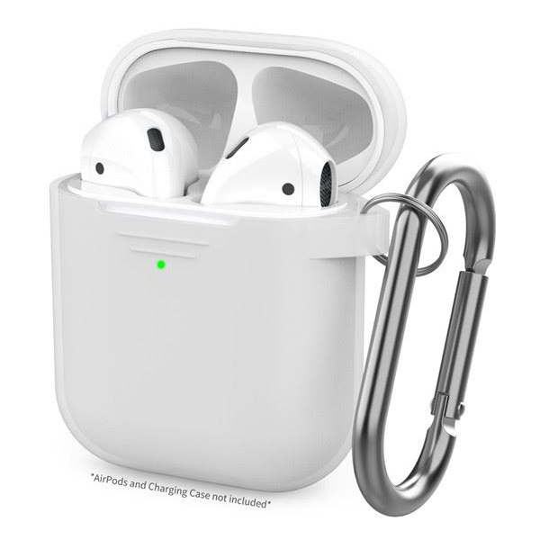Phoner Simple Apple Airpods 1/2 szilikon tok akasztóval fehér (PN-CP-06-3-WE) (PNCP063WE)
