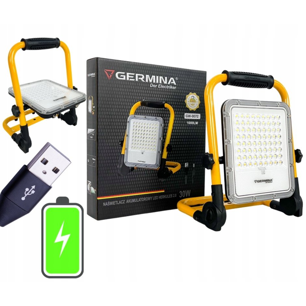 Projektor LED przenośny akulumatorowy HERKULES 30W 1000lm 5000K 5000mAh GW-0072