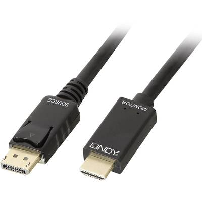 Lindy 36923 videokabel adapter 3 m DisplayPort HDMI Type A (Standard) Sort