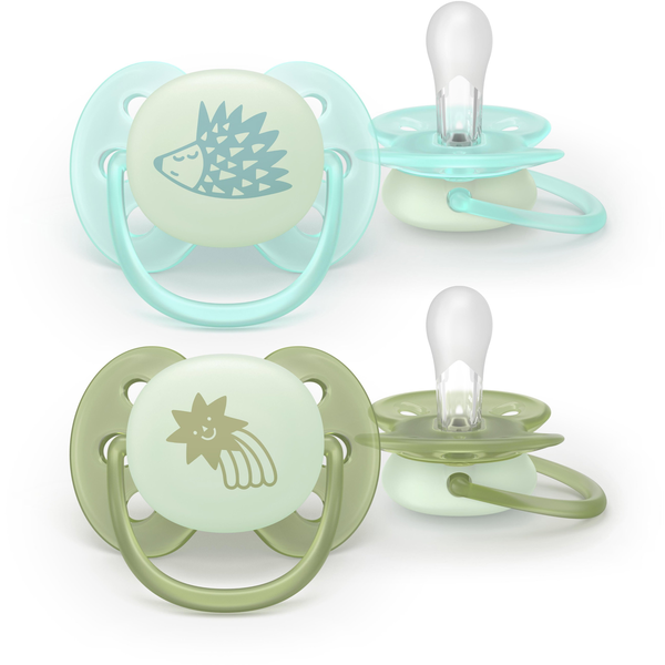 Philips AVENT SCF094/01 ciuccio per bambino Ciuccio ultra morbido Ortodontico Blu, Verde