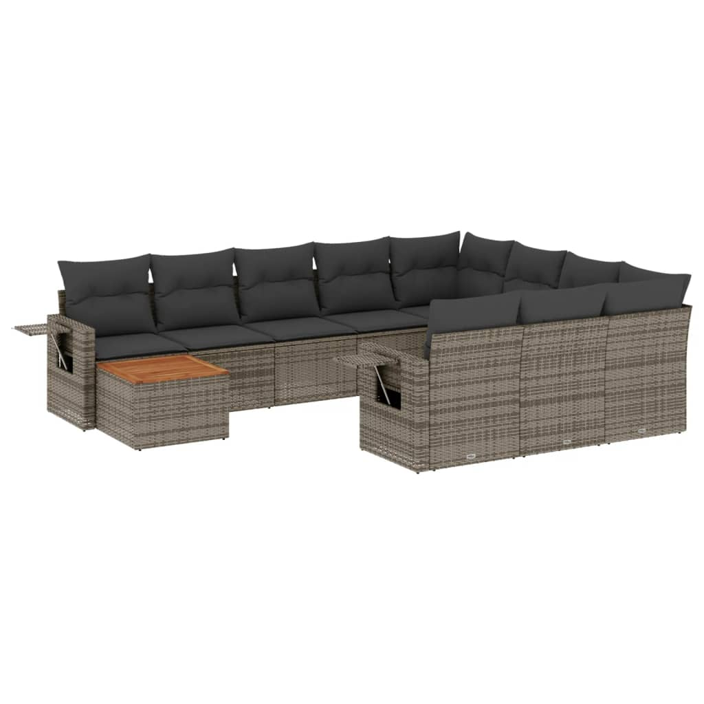 11 részes szürke polyrattan kerti ülőgarnitúra párnákkal (3257082)