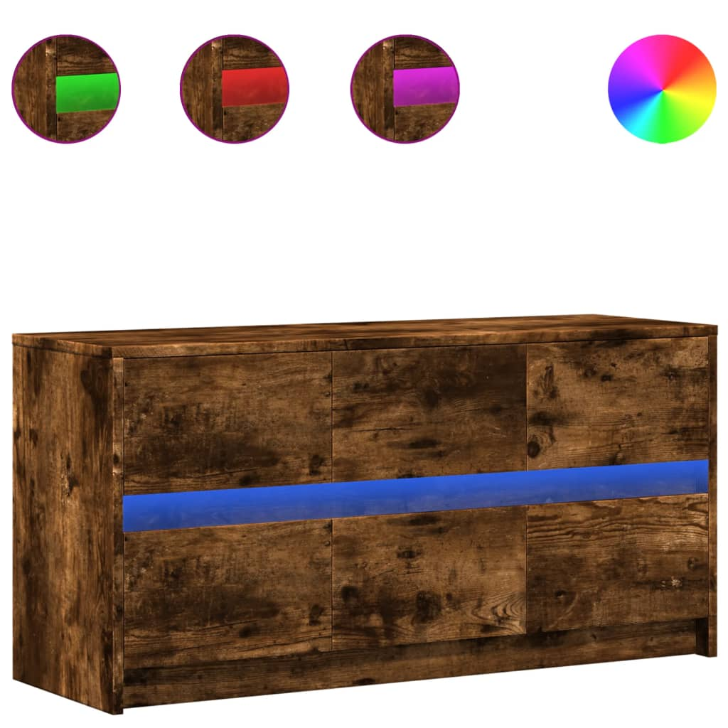 füstös tölgy színű szerelt fa LED-es TV-szekrény 100x34x50 cm (852219)