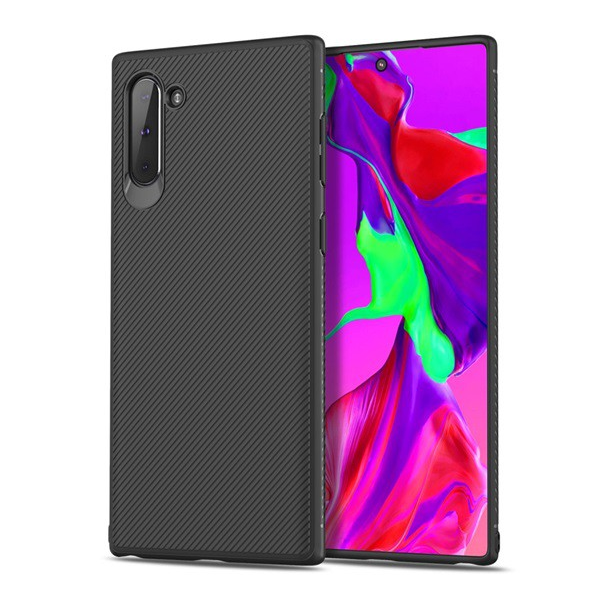 Szilikon telefonvédő (közepesen ütésálló, csíkos minta) FEKETE [Samsung Galaxy Note 10 (SM-N970F)] (5996457901586)