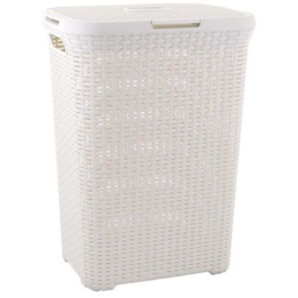 Curver 189207 Rattan hatású szennyestartó 60l - Törtfehér