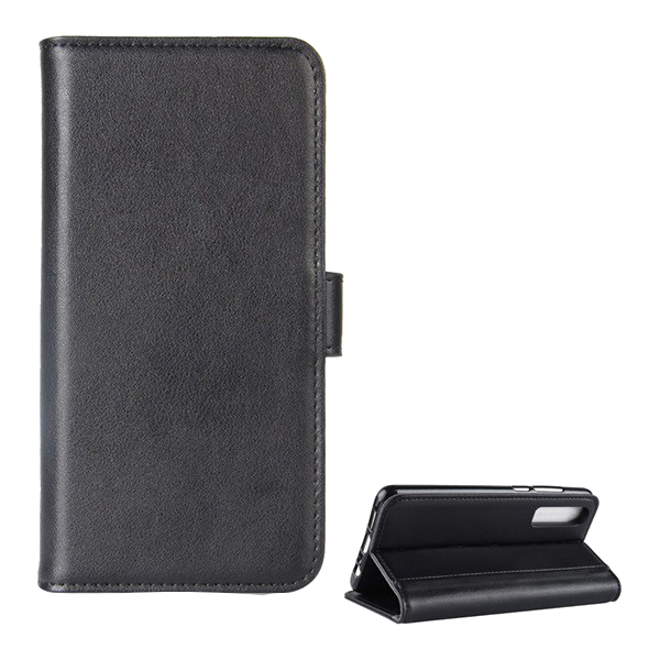 Калъф прав, естествена кожа (FLIP, странично отваряне, функция настолен държач) ЧЕРЕН [Huawei P30] (5996457852000)