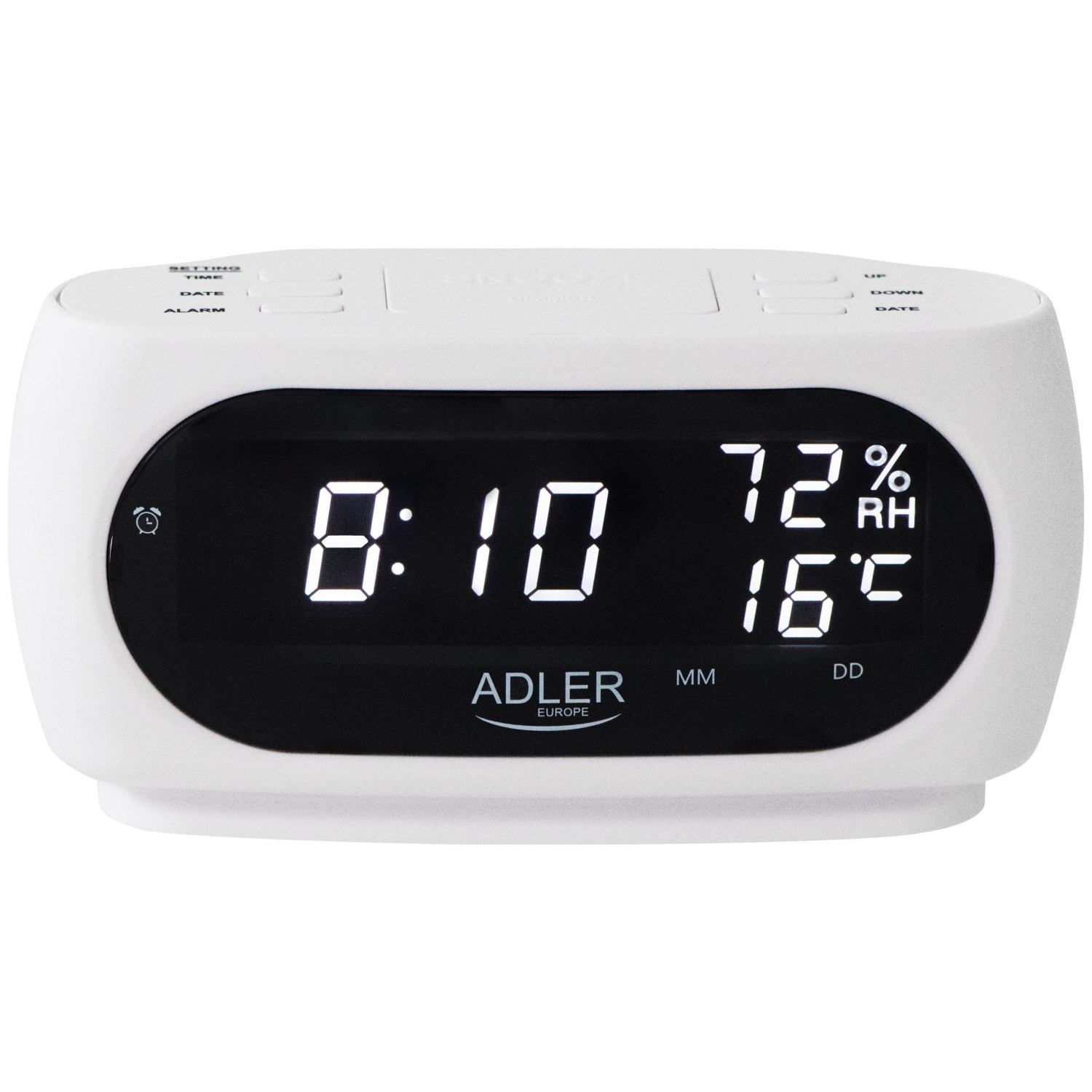 Adler AD 1186 Digitális LCD asztali ébresztőóra - Fehér (AD1186W)