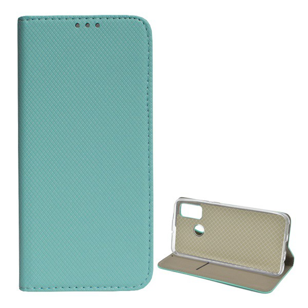 Tok álló, bőr hatású (FLIP, oldalra nyíló, asztali tartó funkció, rombusz minta) MENTAZÖLD [Huawei P Smart (2020)] (5996457977529)