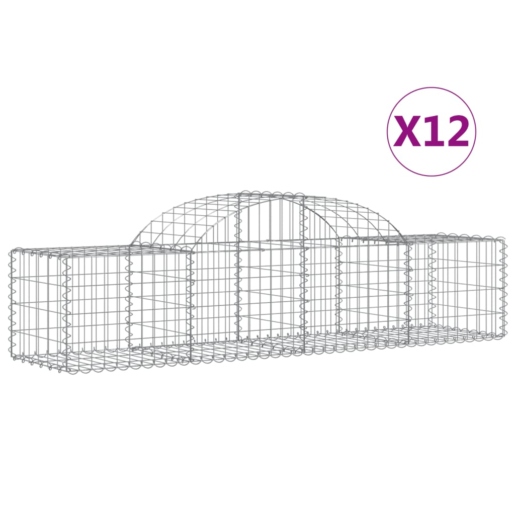 12 db íves horganyzott vas gabion kosár 200x50x40/60 cm (3146267)