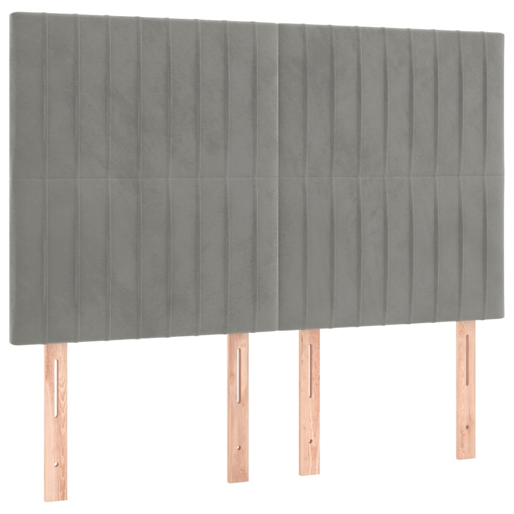 4 db világosszürke bársony fejtámla 72 x 5 x 78/88 cm (3116618)