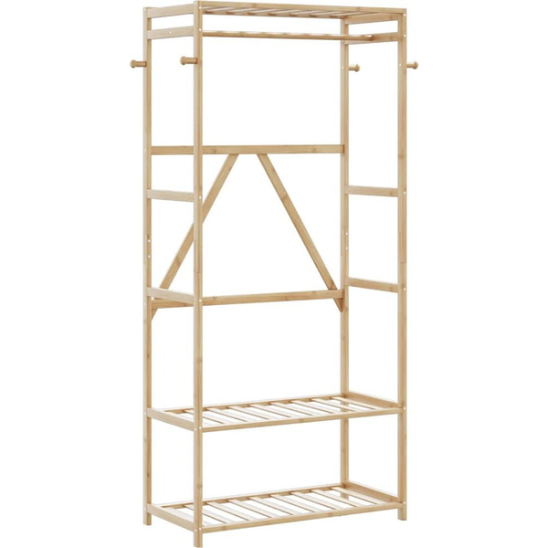 bambusz ruhaállvány polcokkal 80x40x175 cm