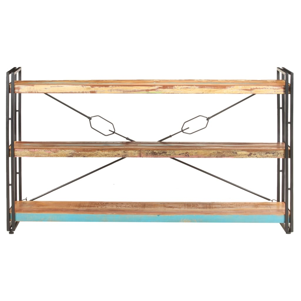 3 szintes tömör újrahasznosított fa könyvespolc 140x30x80 cm (320633)