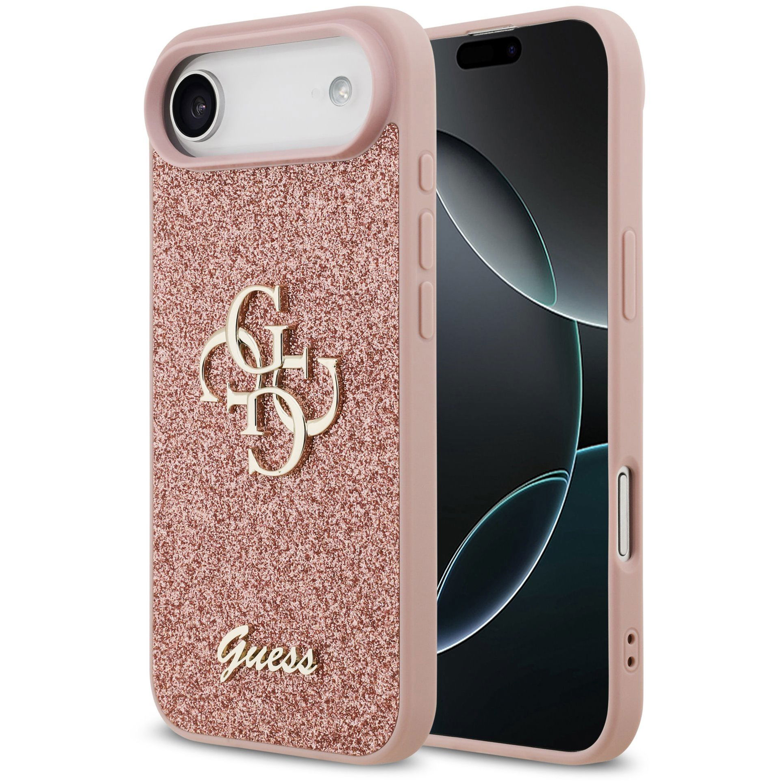 Guess PU Fixed Glitter 4G Metal Logo iPhone Air rózsaszín tok (GUHCP17MHG4SGP)