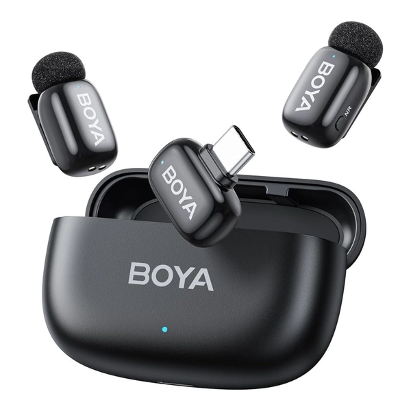 BOYA Mini 2 - 2 adó + 1 vevő (USB-C) + 1 töltőtok fekete