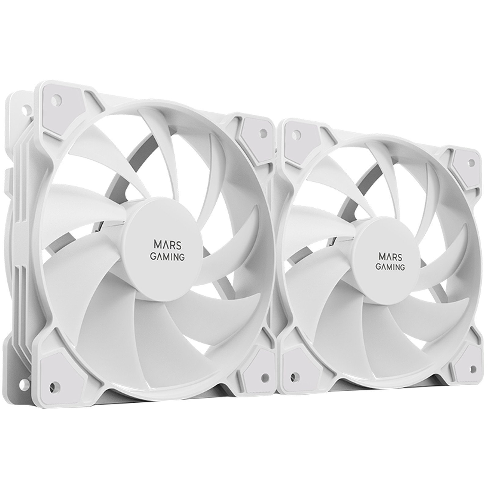 Mars Gaming MFPROX2W számítógépes hűtőrendszer Számítógép ház Ventilátor 12 cm Fehér 2 db (8435693102786)