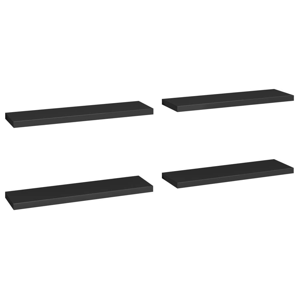 4 db fekete MDF lebegő fali polc 90 x 23,5 x 3,8 cm (323840)