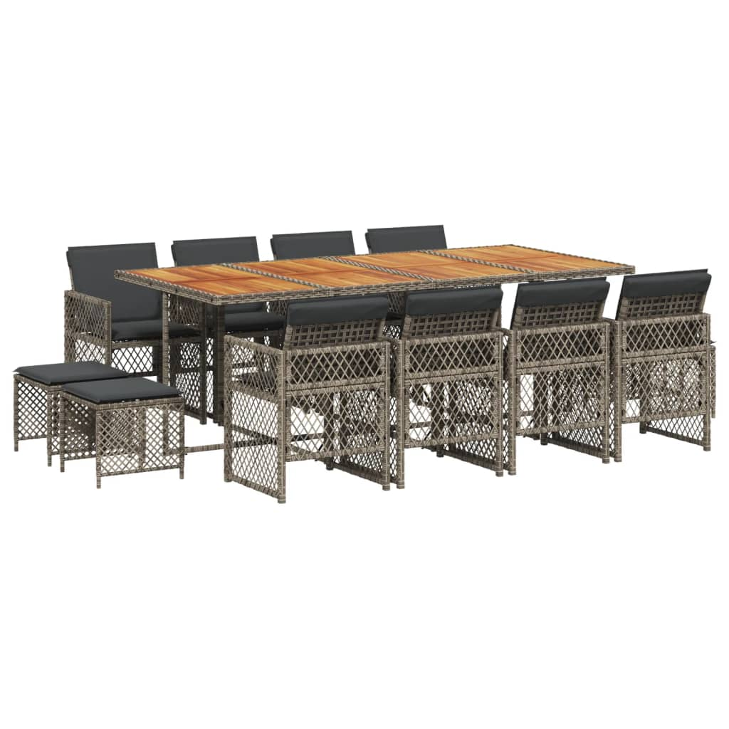 13 részes szürke polyrattan kerti ülőgarnitúra párnákkal (3210806)