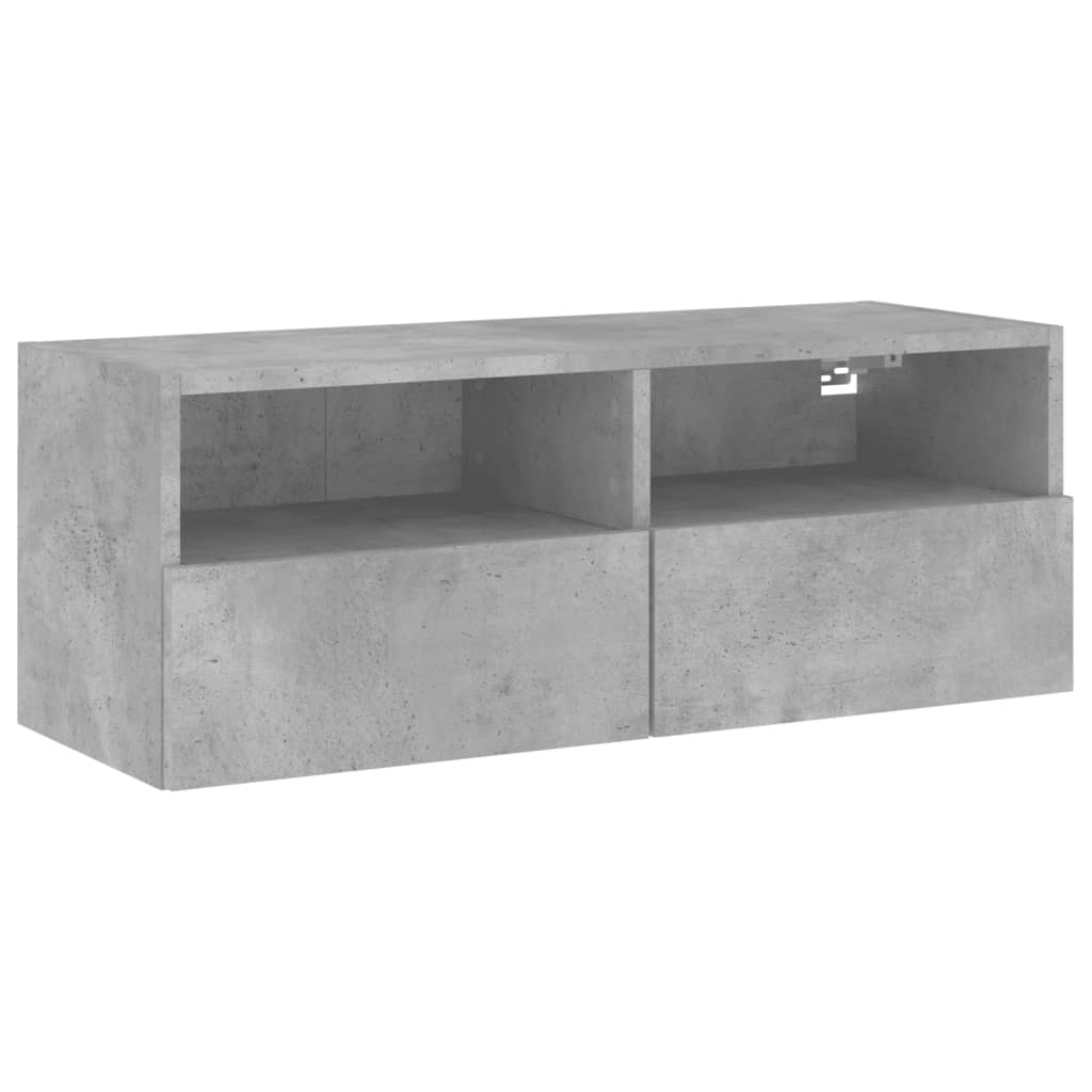 betonszürke szerelt fa fali TV-szekrény 80 x 30 x 30 cm (836874)