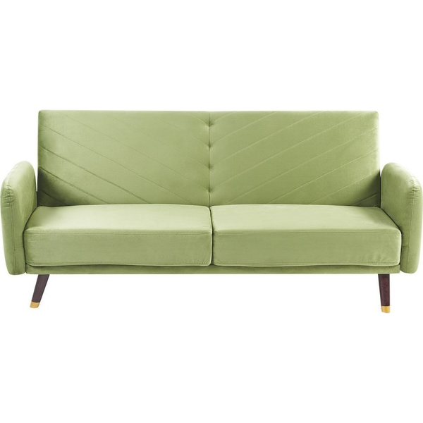 Sofá Cama 3 Plazas De Terciopelo Verde Oliva Madera Oscura Reclinable Senja - Verde