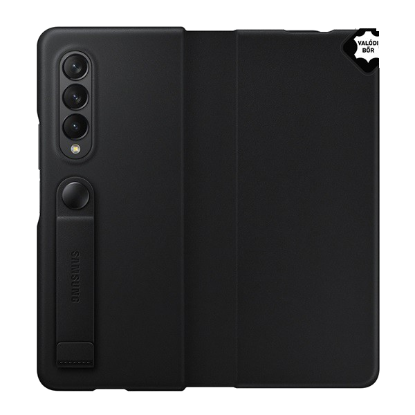 Пластмасов протектор за телефон SAMSUNG (гръб от естествена кожа) ЧЕРЕН [Samsung Galaxy Z Fold3 5G (SM-F926)] (EF-FF926LBEG)