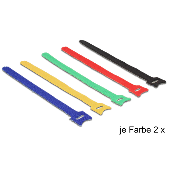 Kabelbinder Delock 200mm 10Stk. farbig Klett