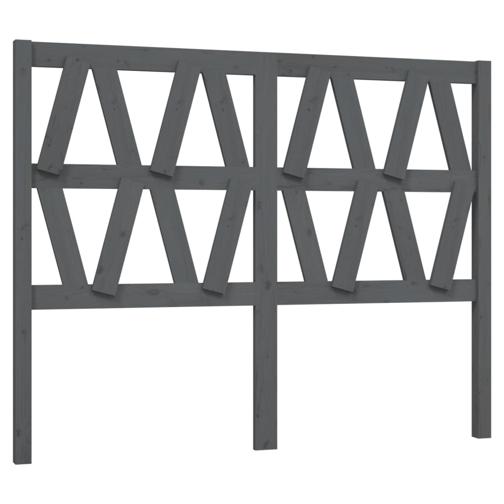 szürke tömör fenyőfa ágyfejtámla 146 x 4 x 100 cm (818622)