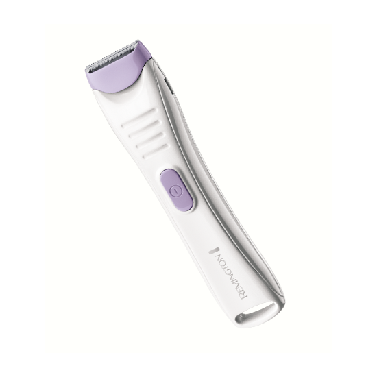 Епилатор за бикини линия, Remington, BKT4000, 2 настройки за дължина, мокро и сухо, без кабел, четка за почистване, бяло/лилаво