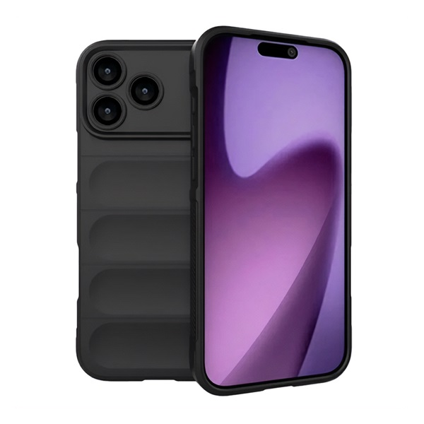 Szilikon telefonvédő (ütésállóság, kameravédő, 3D) FEKETE Apple iPhone 17 Pro "Gigapack csomagolás" (GP-173633)