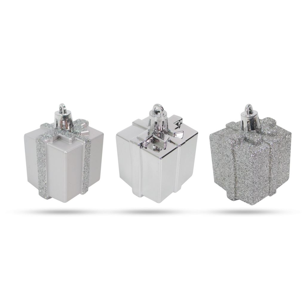 Family karácsonyfadísz szett - ezüst ajándék 4,5cm, 6db / szett (58781B) (58781B)